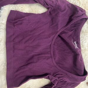 Purple Ribbed Long Sleeve Top